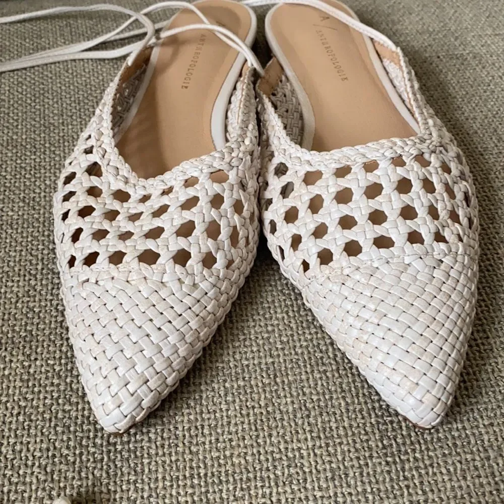 NWOB Anthropologie Marino Ankle-Tie Flats Size 7.5